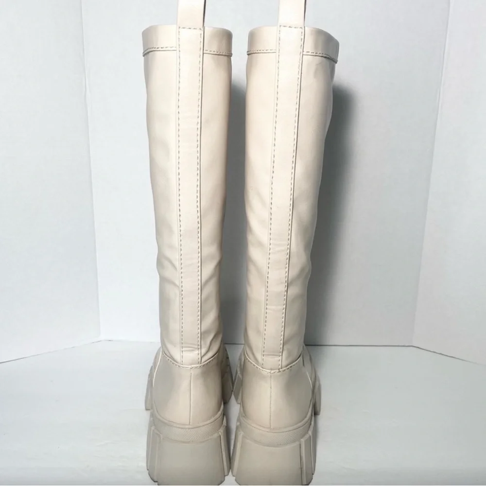 Zara lug boot ecru chunky boots combat cream color - Picture 5 of 8